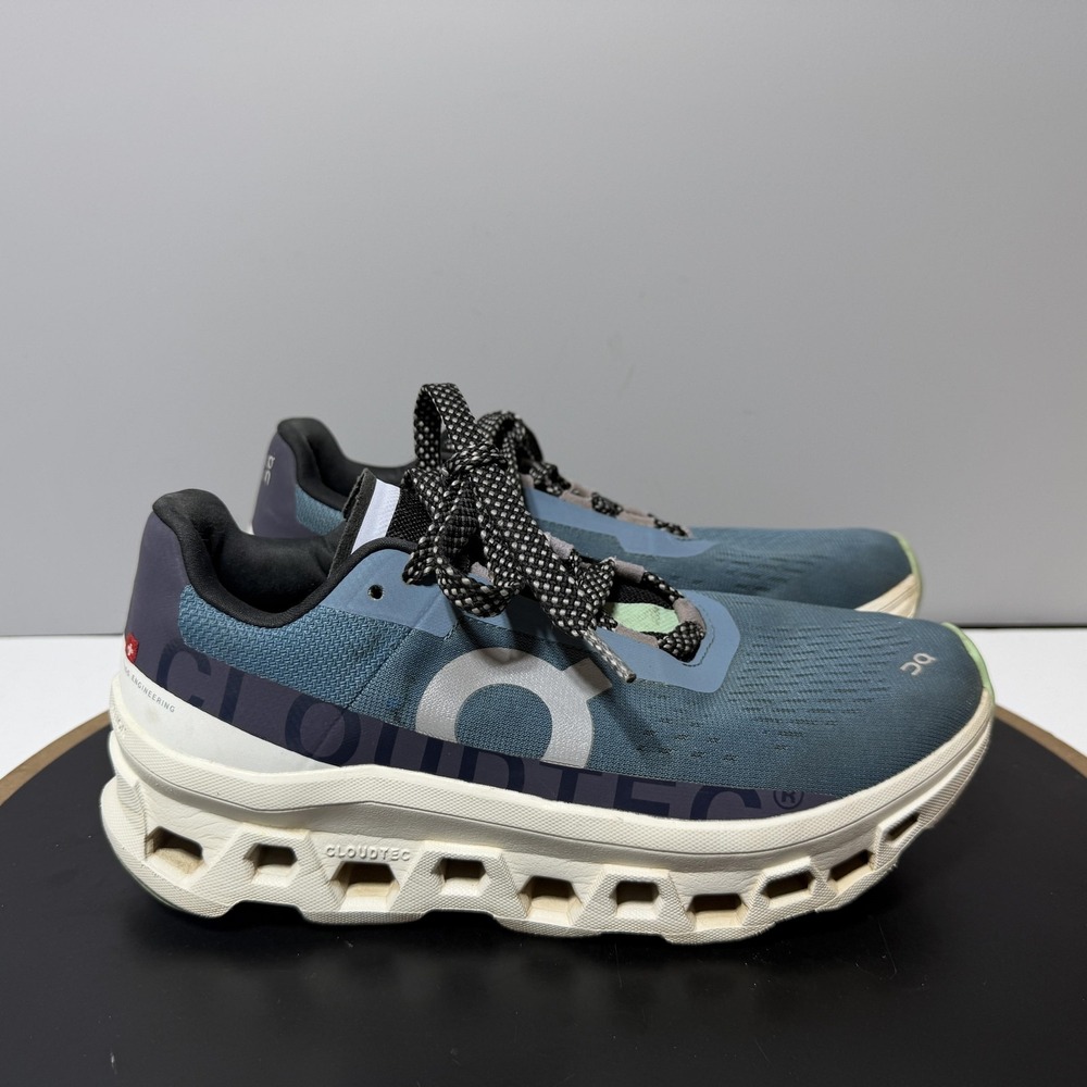 On Cloudmonster Shoes Womens Size 8 Blue Running Mesh CloudTec Sneakers Athletic